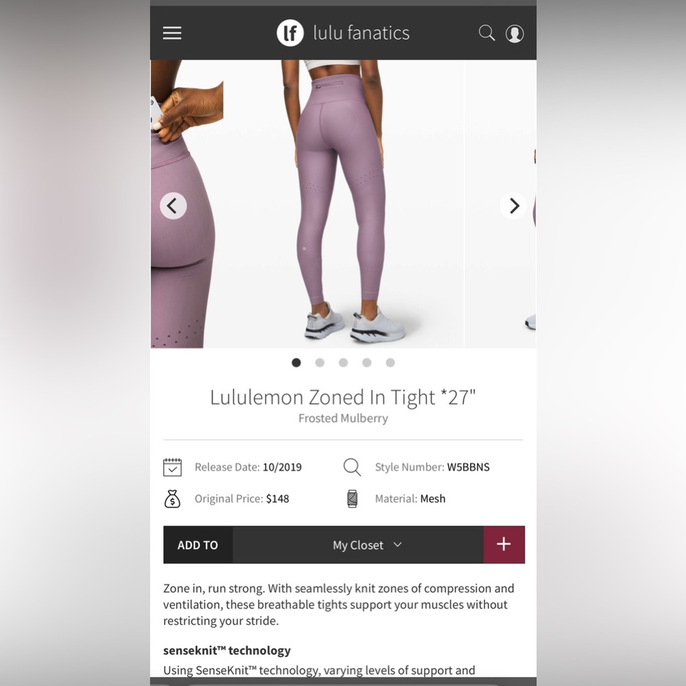 Lululemon Zoned In Tight